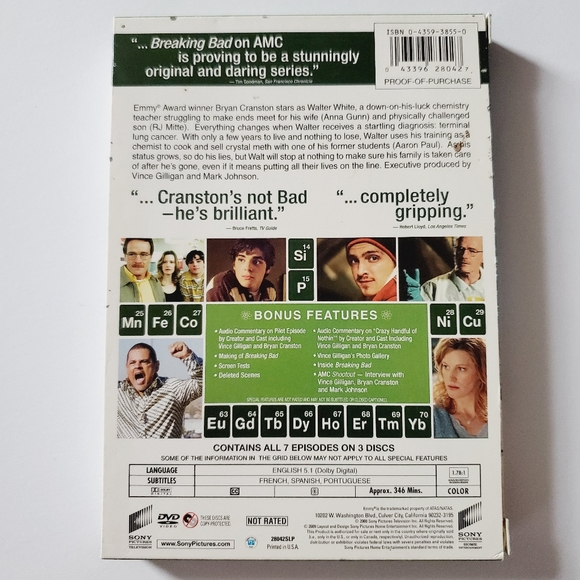 Breaking Bad: Complete First Season - 3 Disc Set (DVD) - Picture 2 of 5